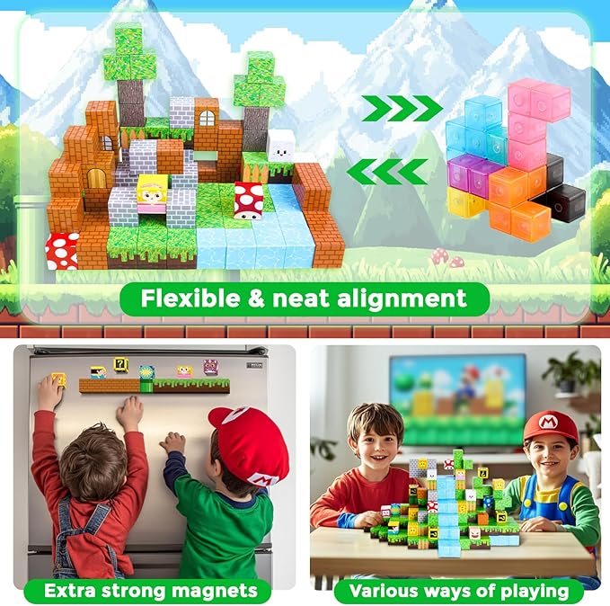 Magnetic Blocks-100PCS Magnetic Building Cubes Blocks, STEM Montessori Sensory Toys for Toddlers Kids Boys Girls Ages 3 4 5 6 7 8 9 10 Christmas Birthday Gifts