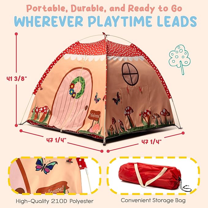 Blackout Sensory Tent for Kids with Autism - 51"x 51"x 40" Calming Corner, Easy to Assemble & Durable with Clear Phone Pocket and Mesh Storage – Ideal for SPD, ADHD & Autistic Children Mushroom Tent