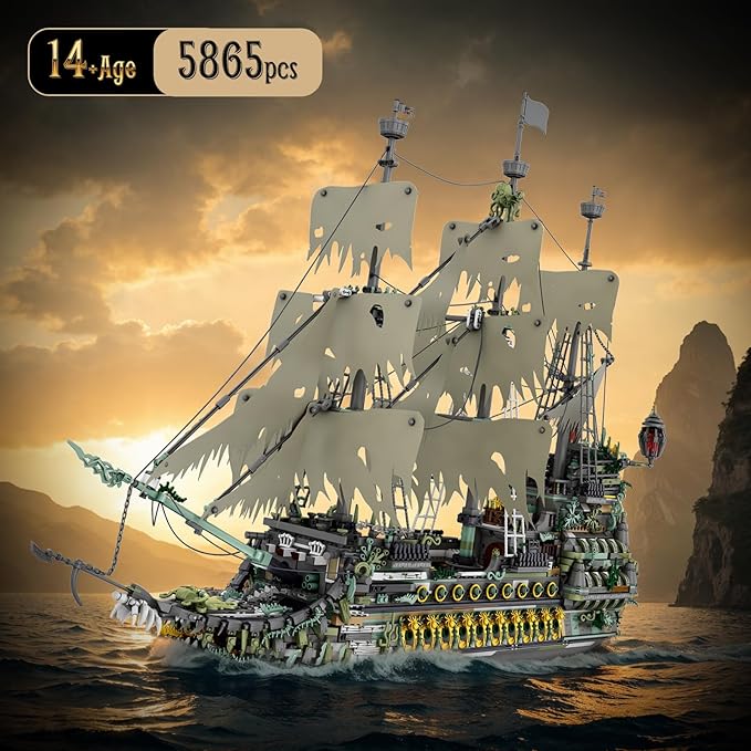 NutCracker Pirate Ship Building Blocks Set - Large MOC Pirate Ship Construction Model, Sailing Boat Toy Building Set, Christmas Birthday Gift for Adults & Kids 14+ (5865 Pieces)