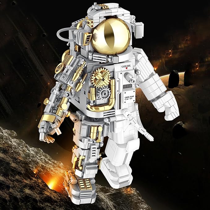 GoolRC Space Astronaut Building Block Set, 1078 Pcs Half Mechanical Astronaut Building Kit with Display Stand, Educational STEM Spaceman Building Kits Gifts for Teen