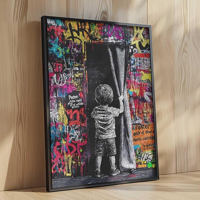Tucocoo Banksy Graffiti 1000 Pieces Puzzles for Adults Little Boy Street Art Jigsaw Puzzle Educational Activity Puzzle for Challenging Family Game Colorful DIY Crafts Puzzle for Wall Decor Gifts