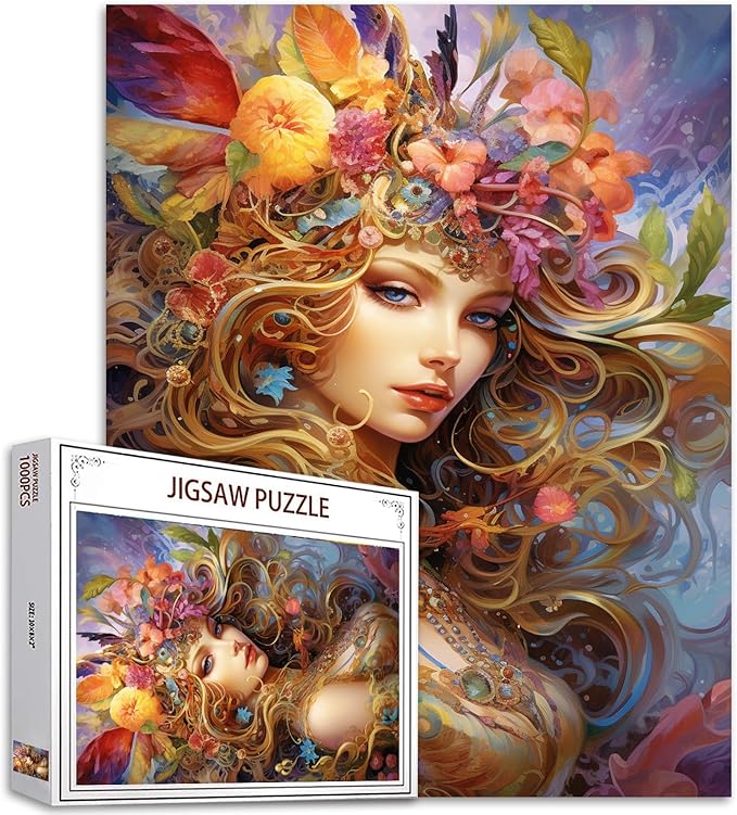 Tucocoo 1000 Piece Jigsaw Puzzles for Adults Fairy Woman Painting Puzzle Beautiful Girl Portraits 1000 Pieces Puzzles for Challenging Family Activity Game Colorful DIY Puzzle Wall Decor Gifts