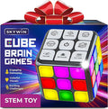 Skywin Light Up Rubix Cube, Puzzle STEM Memory Game Cube for Kids - 7 Game Modes Interactive Toy for Family Fun and Skill Development, Memory Gamecube for Brain Hands and Eyes Coordination (Black)