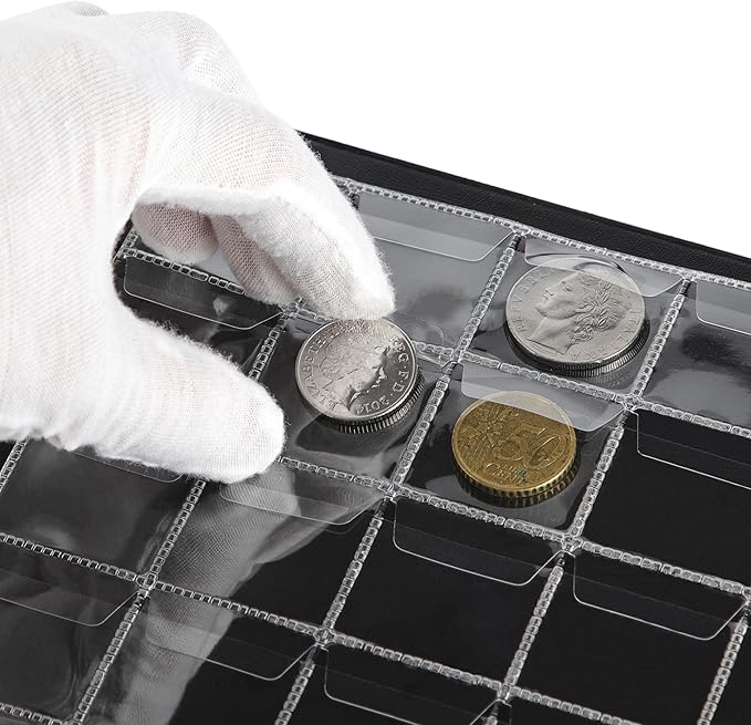 350 Pockets Coin Albums - 35x30 mm/1.3x1.1 inch Pocket Red Coin Book 10 Pages Coin Collection Holder Letter Size Coin Storage Book CS0235RE