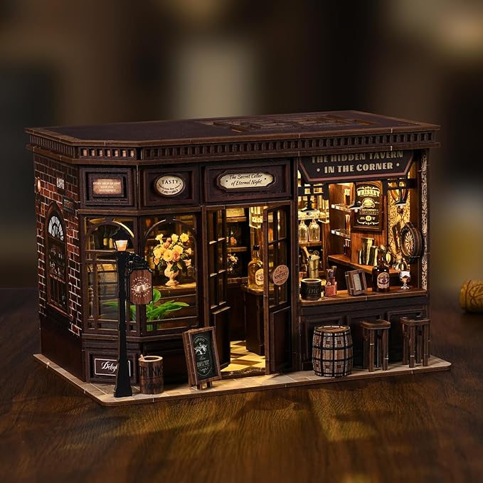 Book Nook Kit for Adults, 3D DIY Wooden Holiday Theme Miniature House Craft Kit Bookshelf Christmas Decor Halloween Birthday Gift