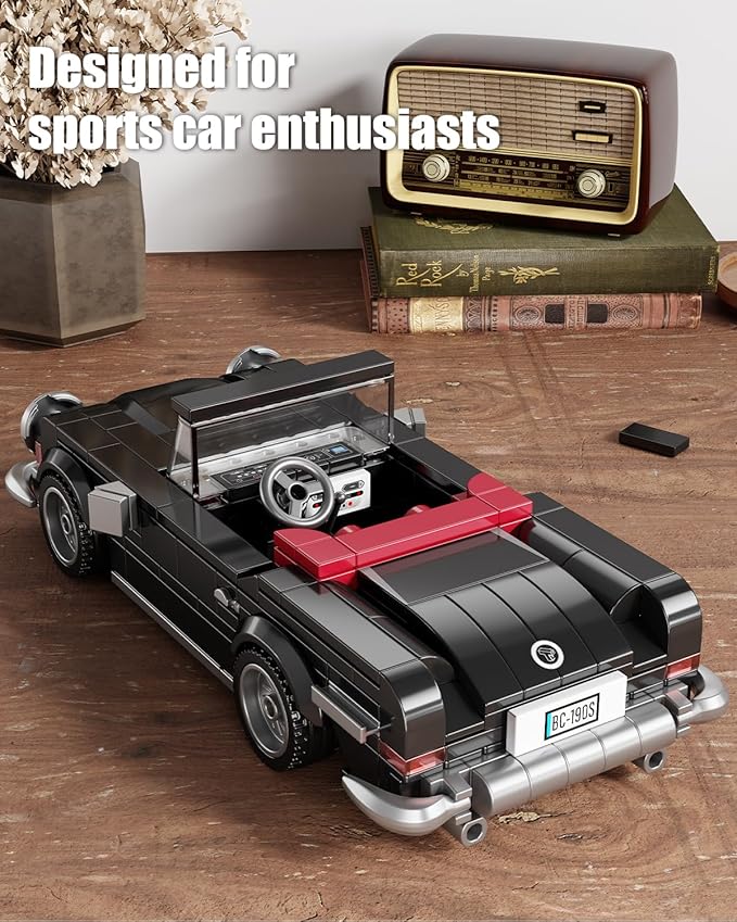 Super Sports Car Building Block Set with Display Case, Speed Race Car Building Kit, Collectible Model, Christmas Birthday Gift for Adults and Kids 6 and up (338pcs)