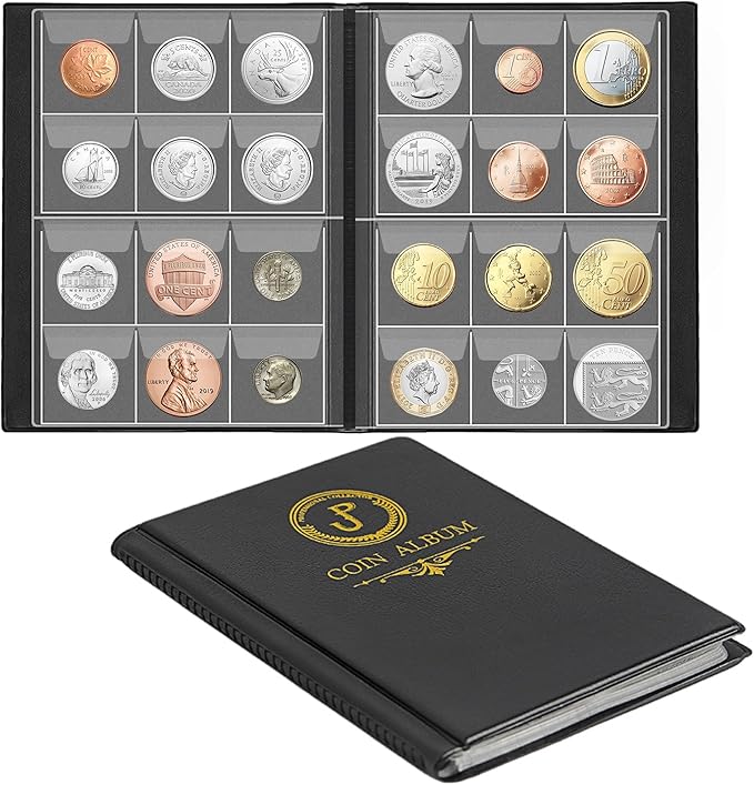 Uncle Paul Coin Album Coin Holder Coin Collection Book for Penny/Nickel/Dime/One pound/20 Pence/10 Pence 120 Pockets CS3712
