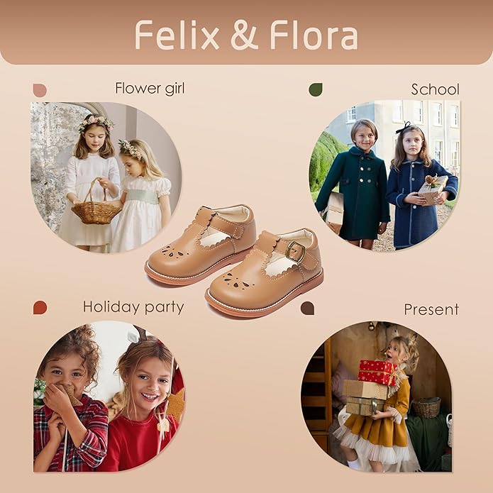Felix & Flora Toddler Little Girl Mary Jane Dress Shoes - Ballet Flats for Girl Party School Shoes