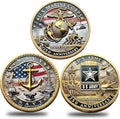 USMC 250th Anniversary Challenge Coin – 1.57" Double-Sided Gold-Plated Marine Corps Commemorative Coin – Military Gift for Veterans, Collectors, and Service Members(3pcs)