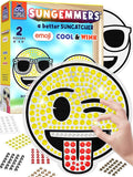 SUNGEMMERS Emoji Cool & Wink Window Art Kit - DIY Diamond Art Suncatcher Craft for Kids Ages 6-12 - Creative Gift for Girls, Boys, Mess-Free Arts & Crafts Set with 1000+ Gem Stickers, Templates