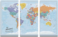 3 Panel - Personalized Canvas Blue Oceans Large Travel Map of the World