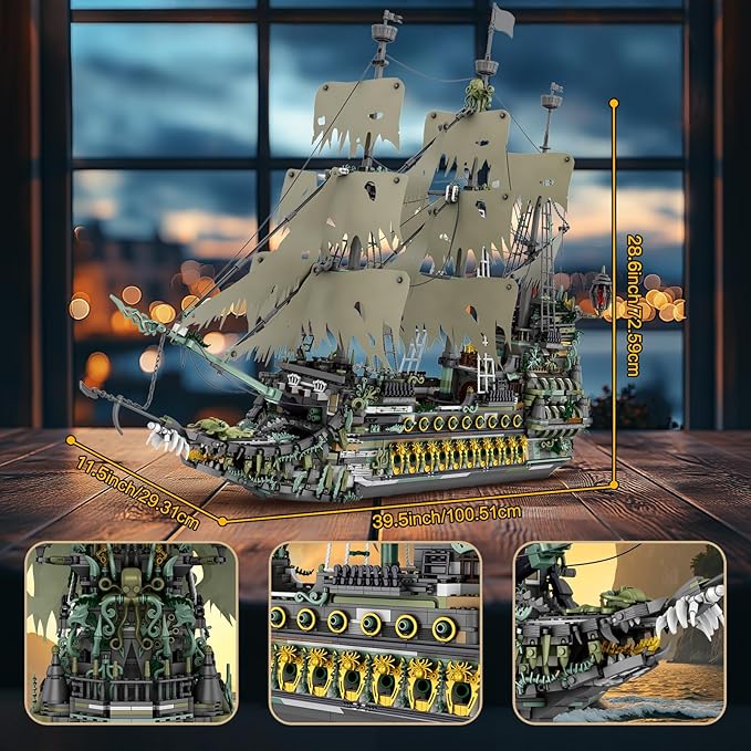 NutCracker Pirate Ship Building Blocks Set - Large MOC Pirate Ship Construction Model, Sailing Boat Toy Building Set, Christmas Birthday Gift for Adults & Kids 14+ (5865 Pieces)
