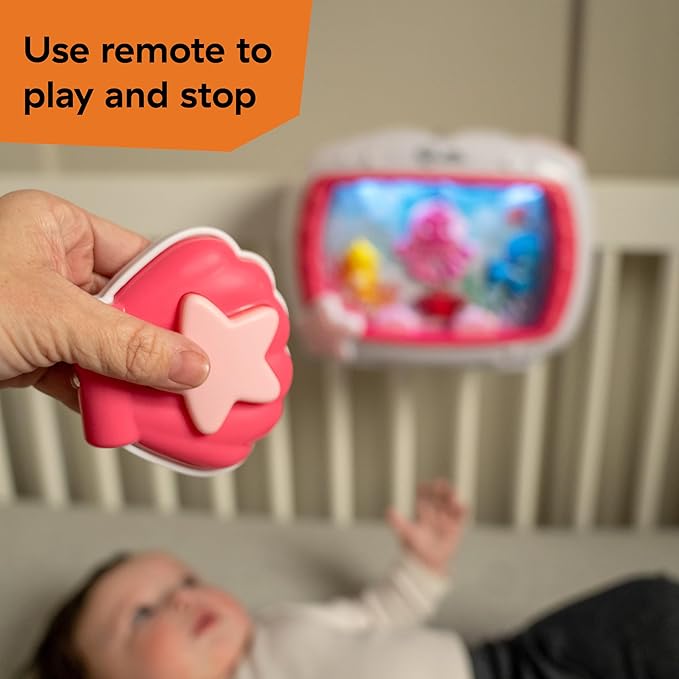 Baby Einstein Sea Dreams Soother Musical Crib Toy and Sound Machine, Pink, Newborn and up