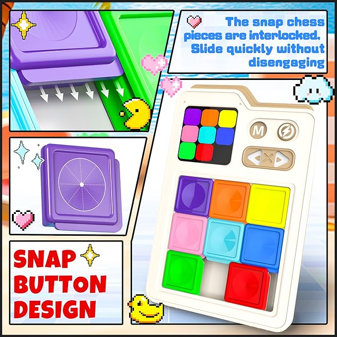 SMILESSKIDDO Super Slide Puzzle Games, Original 1000+ Challenges & 3 Modes, Brain Teaser Puzzle, Super Electronic Sliding Puzzles Toy Gifts for Kids & Adults, Fun Unblocking Logic Game