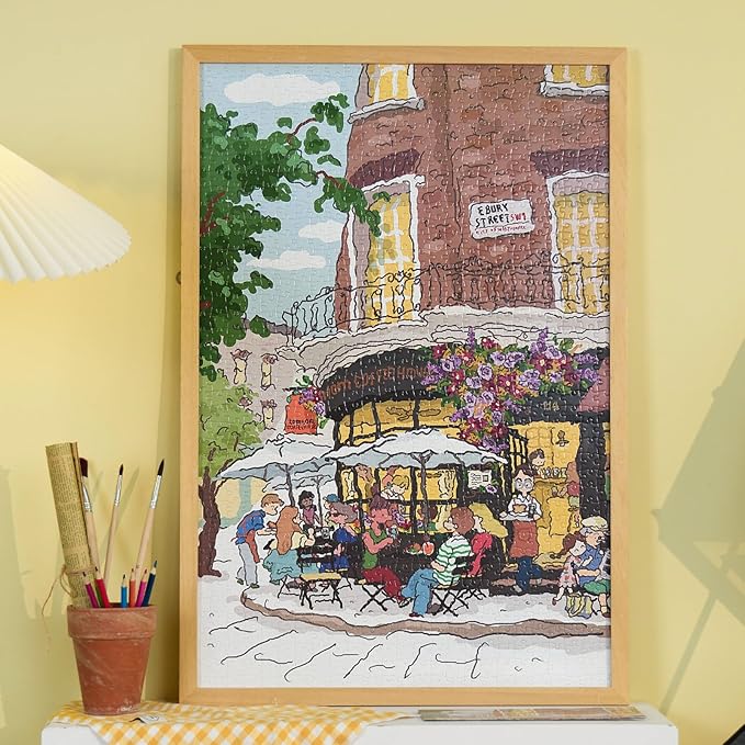 MOMIBOOK Puzzles for Adults 1000 Piece Jigsaw Puzzles of Afternoon at The Corner, Painting Image Sotre Puzzle Challenging Hard Impossible Puzzle, Funny Toys & Games Christmas Birthday Gifts