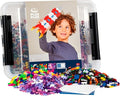 Plus-Plus - 2,400 Pieces in Storage Tub - Basic, Neon & Glitter Mix w/ 2 Baseplates - Construction Building Stem/Steam Toy, Kids Mini Puzzle Blocks