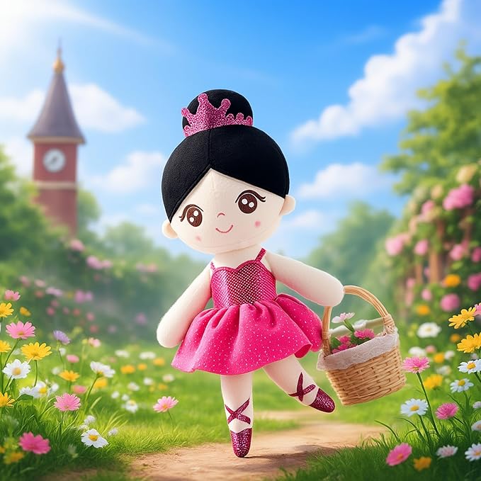 Gloveleya Ballet Toy Baby Girl Gifts Dolls Soft Plush Toy Ballet Girl Doll Rugosa Rose 14 Inches with Gift Box