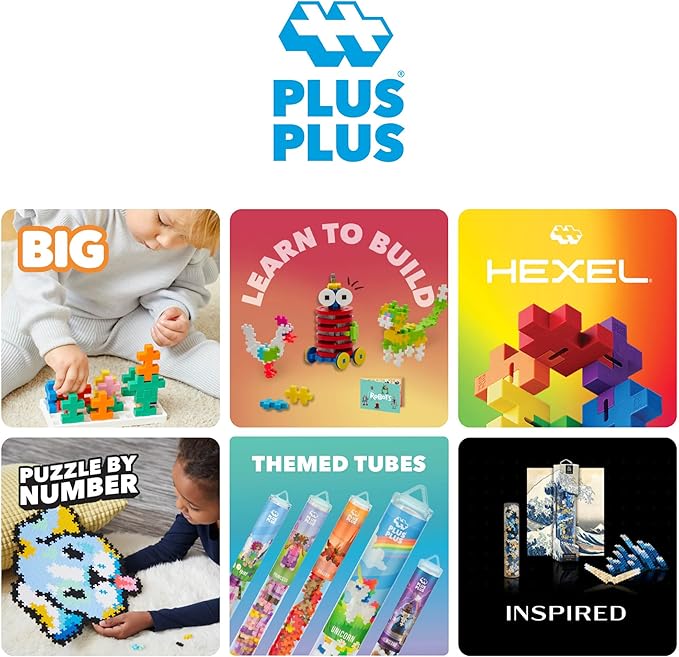 PLUS PLUS 3D Puzzle Building Block Set, 70 Mini Interlocking Pieces, Fun Holiday Activities for Kids - I Love You Hearts Mini Maker Tube
