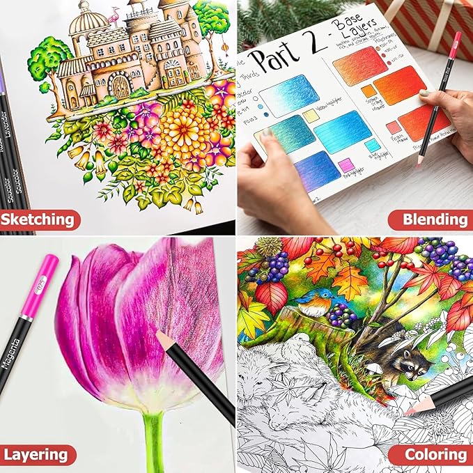 Soucolor 72-Color Colored Pencils for Adult Coloring Books, Christmas Stocking Stuffers for Teen Girl Boys Gifts, Soft Core Color Pencil Set for Kids Art Supplies, Coloring Drawing Sketching Pencils