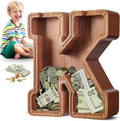 Summidate Large Wooden Piggy Bank for Kids Adults, Alphabets Letter A-Z Piggy Bank for Boys Girls, Coins Bills Change Bank Box Personalized Initial Name Kids Money Bank for Birthday Present and Decor