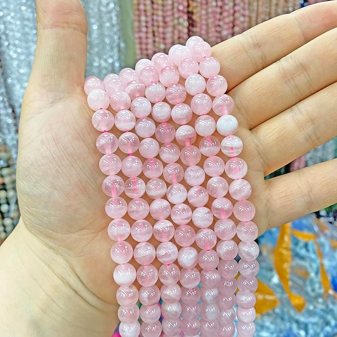 10MM 38PCS Natural Crystal Stone Madagascar Rose Quartz Gemstone Beads for Jewelry Making DIY Bracelet
