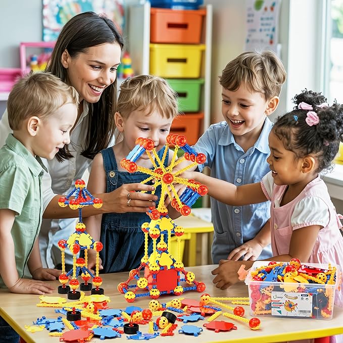 cossy 198 PCS STEM Building Toys for Kids, Construction Building Blocks, Educational Toys for 3-5 4-8 5-7 6-8 Year Old, Creative Games, Engineering, STEM Kits