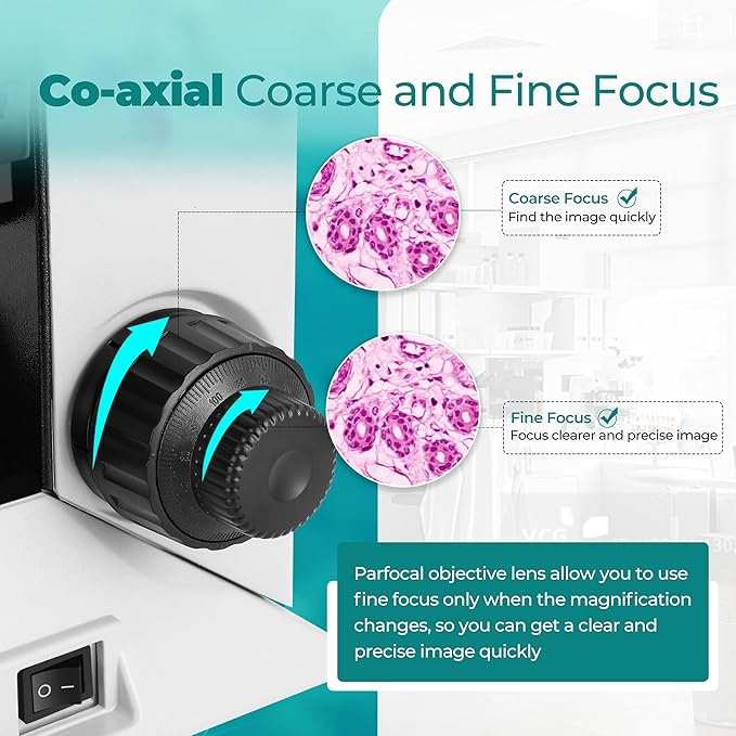 Sinher XSZ-2108A Professional lab Compound Binocular microscopes 40X-2000X Magnification for Kids Students Adults School Lab Home Education with Microscope Slides Set.