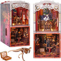 Book Nook Kit Detective, DIY Miniature Booknook Kit for Adults with LED Lights, 3D Wooden Puzzles Bookshelf Insert Decor Ideal Gifts for Men Teens Family (The Museum Mystery)