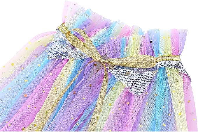 Princess Cape Set for Little Girl, 11PCS Princess Dress Up Clothes Cape Clock with Skirt for Girl 3-8 Birthday Gift