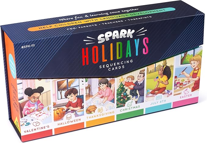 SPARK INNOVATIONS Holiday Tell A Story Cards, Sequencing Game, Speech Therapy Materials, Autism Game, ABA Therapy Materials, Social Skills Games, ESL, ELL