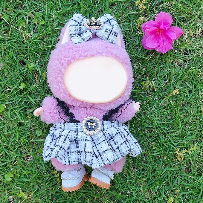 Clothes for 17cm Doll, 2 PCS Cute Chic Style Hair Clip & Dress Set, Dress up Outfit Exquisite Accessories for Dolls