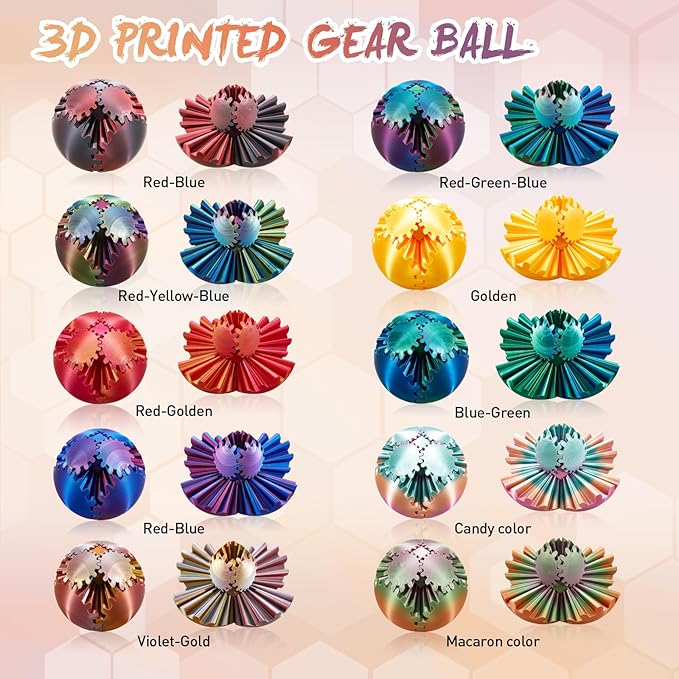 Gear Ball-3D Printed Gear Sphere,3D Printed Spin Ball Cube Fidget Toy,The Steampunk Whirling Wonder Fidget Ball Toy