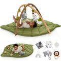 Baby Play Mat & Activity Gym - Tummy Time Mat with 6 Detachable Baby Toys | Oversized Leaf Modern Design Baby Play Gym | Perfect Baby Shower Gifts/Baby Must Haves - Developmental Activities for Baby