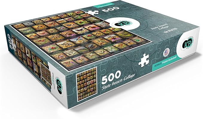 MyPuzzle Collage: State Insects Poster, Vol.1 - Premium 500 Piece Jigsaw Puzzle for Adults