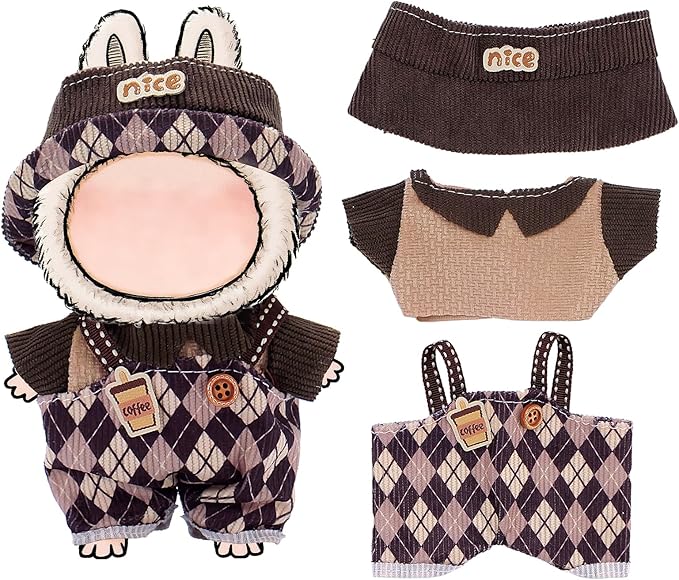 6 Sets Doll Clothes and Accessories for 17cm Plush Dolls - Dress Up Doll Clothing Set Replacement Outfit Collection Gifts for Children Over 3 Years Old（No Doll