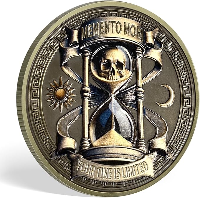 AtSKnSK Memento Mori Coin Momento Mori Coin Skull Coin Stoic Gifts Memento Mori Calendar Living Memento Mori Amor Fati Coin (Memento Mori Coin - 4)