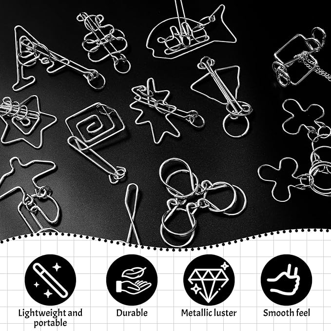 Yilloog Metal Brain Teaser Puzzles Set of 36 with Pouch, Steel IQ Games Physics Mind Metal Puzzles for Adults Basket Stocking Stuffers for Adults Challenge Gifts(Hard)