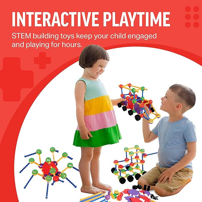 Educational Building Blocks Kit, 176 Pieces, Ages 4-8, Easter Basket Stuffers Gifts for Kids