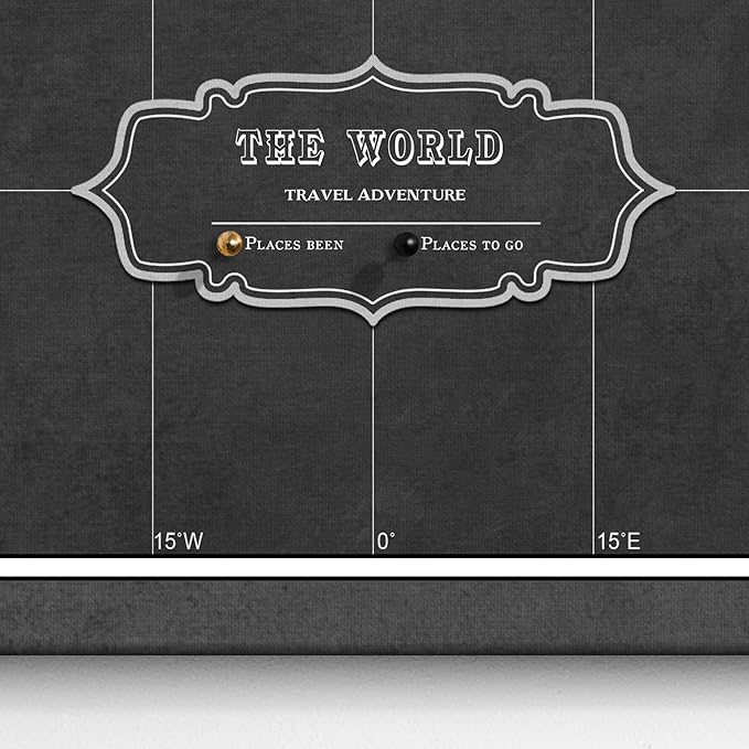 Canvas World Map with Cork Pin Board - English Lettering - Decorative Wall Decoration for All Rooms - Canvas Pictures with World Map Motif (150x100 cm, Pattern 7)
