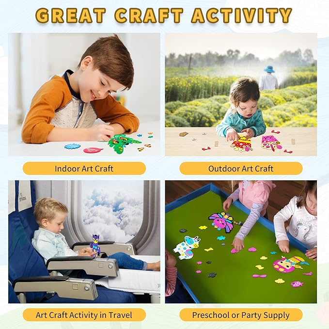 VKPI 4 Pieces EVA Foam Art Crafts Gift Kit, Creative Make Your Own Cars, Cartoon Foam Paper Craft Projects for Kids Ages 4+ Toddler, Preschool Learning Toy for Birthday Party Favor Supplies