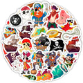 BulbaCraft 100Pcs Pirate Stickers, Skull and Crossbones Stickers, Pirate Party Favors, Gifts for Women & Men