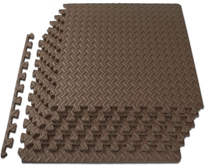 ProsourceFit Puzzle Exercise Mat ½ in, EVA Interlocking Foam Floor Tiles for Home Gym, Mat for Home Workout Equipment, Floor Padding for Kids, Grey, 24 in x 24 in x ½ in, 48 Sq Ft - 12 Tiles