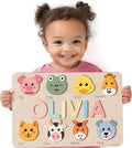 Custom Name Puzzle for Toddlers 1-3, 1 Year Old Girl Gifts, 1st Birthday Gifts Boy, ABC Wooden Puzzle Animals and Alphabet Learning Puzzles Toys for Babies, Preschool Montessori Toys