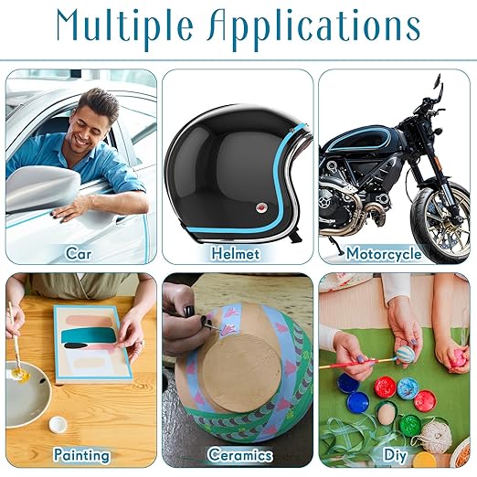 Xuniea 5 Rolls of Vinyl Tape Masking Tape Automotive Car Auto Paint for Curves, High Temperature Vinyl Low Tack(1/16 Inch, 1/8 Inch, 1/4 Inch, 1/2 Inch, 3/4 Inch, Blue)