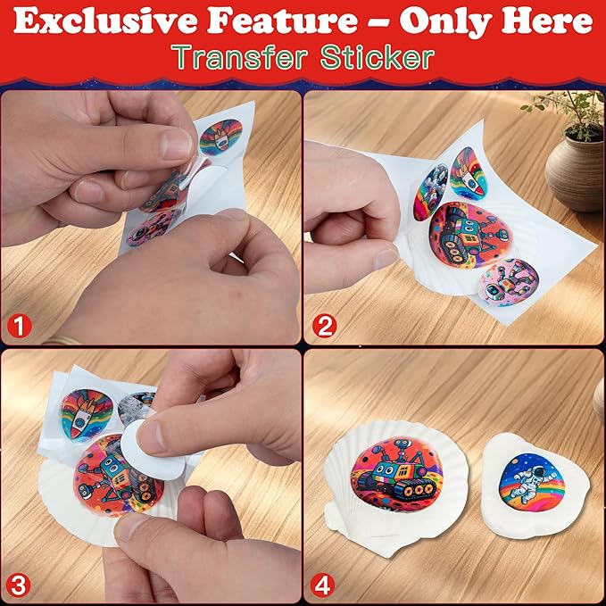 Awsoo Shell & Rock Painting Kit- Space and Rocky Glow in The Dark Arts and Crafts for Kids Ages 8 9 10 11 12, Art Supplies Craft Paint Kits, Birthday Party Gift Toy