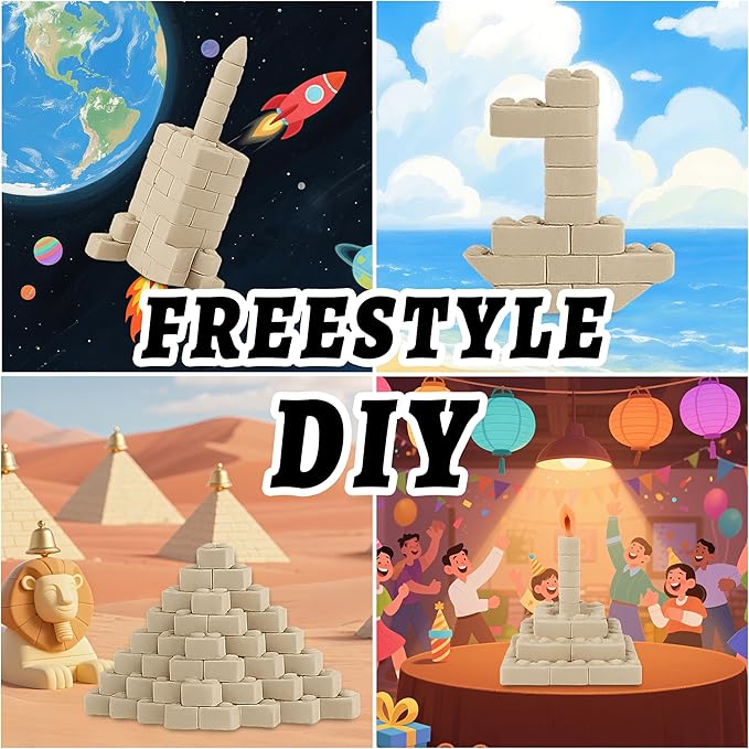 SIGHTEEDA Moldable Play Sand Kit for Kids 3-8 Years | 1.7 lbs Sensory Sand with 6 Tools & Molds | Mess-Free Indoor Sandbox Toys, STEM Learning Activities, Easy Clean Up