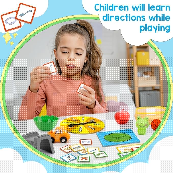 Positional Word Learning Set|Manipulatives Match Games|Educational Games for Kids Ages 4|STEM Learning Activities| Flash Cards for Toddlers 3-5|Fine Motor Skills|Speech Therapy Toys