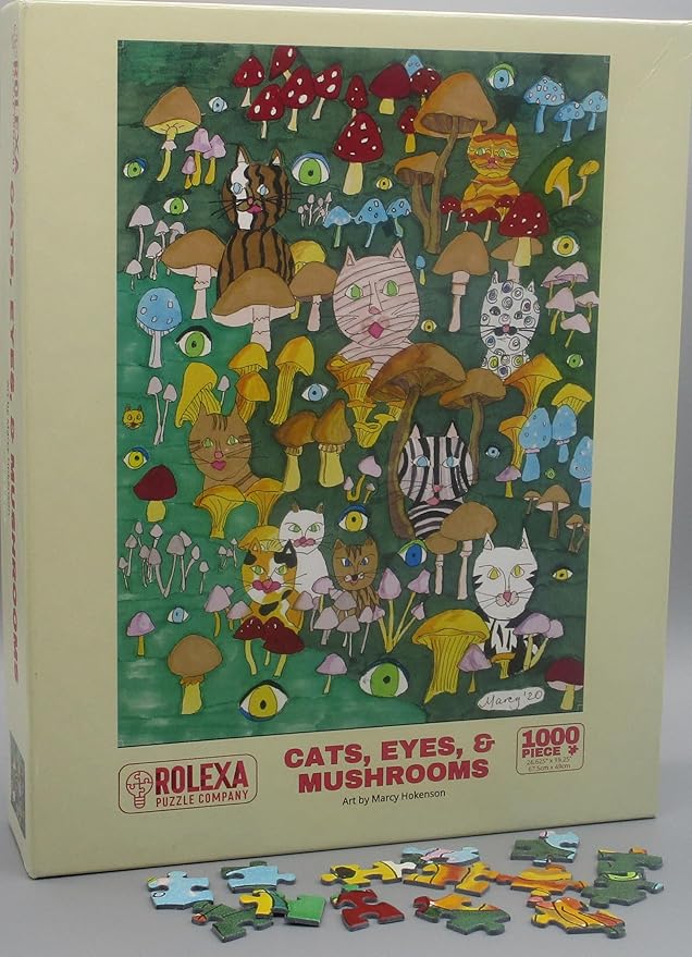 Cats, Eyes, & Mushrooms 1000 Piece Jigsaw Puzzle from Rolexa Puzzle Company