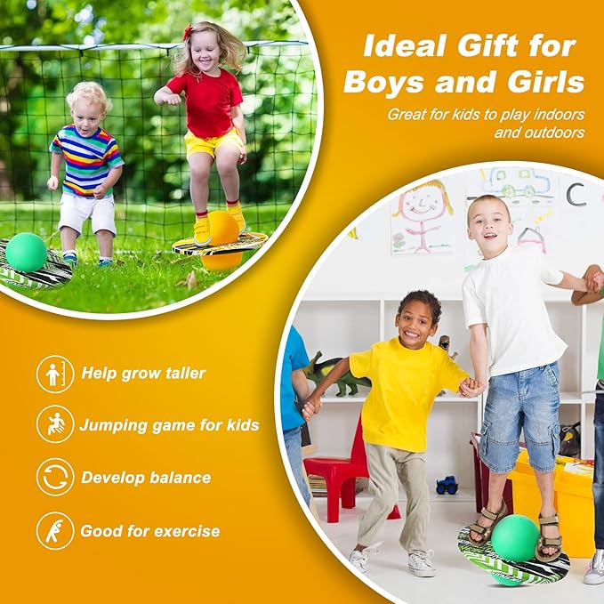 Junkin 2 Pcs Pogo Ball Trick Board Toy Balance Board Pogo Balance Bounce Ball with Pump and Strong Grip Deck for Fun Challenge Fidget Indoor,Outdoor Toys