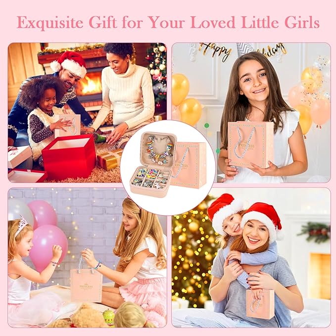Charm Bracelet Making Kit for Girls Ages 3-12 | 165 Pcs Jewelry Making Kit Supplies for Adults | DIY Jewelry Crafts with Nice Box | Unicorn Mermaid Themed Gift for Kids Birthday Christmas Party
